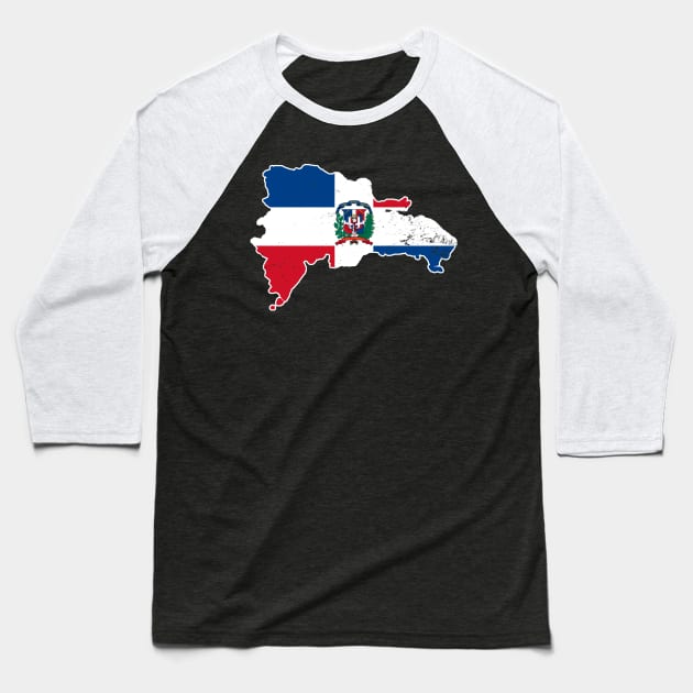 Dominican Republic Shirt | Shape Country Flag Gift Baseball T-Shirt by Gawkclothing